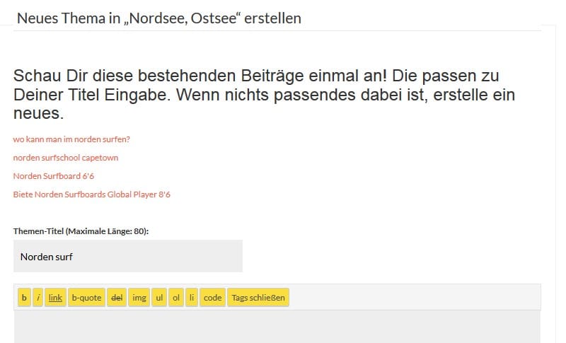 Neue Funktion: Themen Vorschlag bei "Neues Thema erstellen"